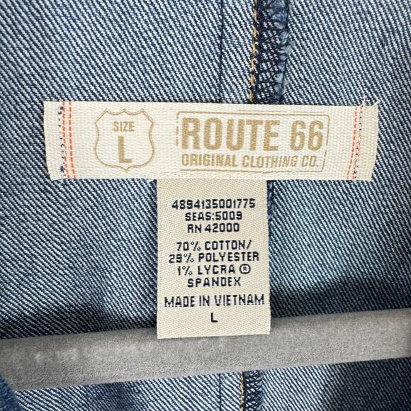 Route 66 Cotton Blend Medium Wash Button Up Collared Jean Jacket Stretch Size L - Picture 6 of 7